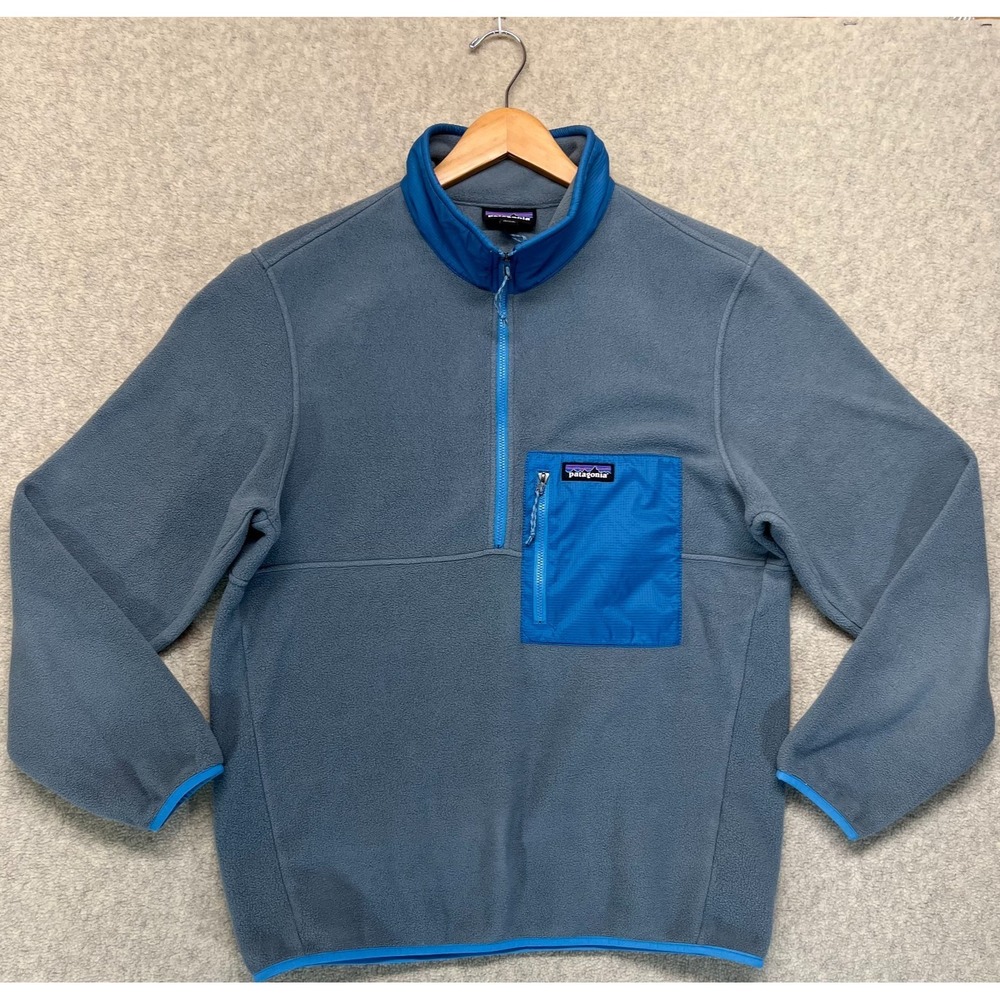 Patagonia Mens Microdini 1/2 Zip Fleece Pullover Plume Gray Elastic Cuffs M
